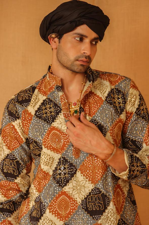 Rang Bhini Black men's Kurta